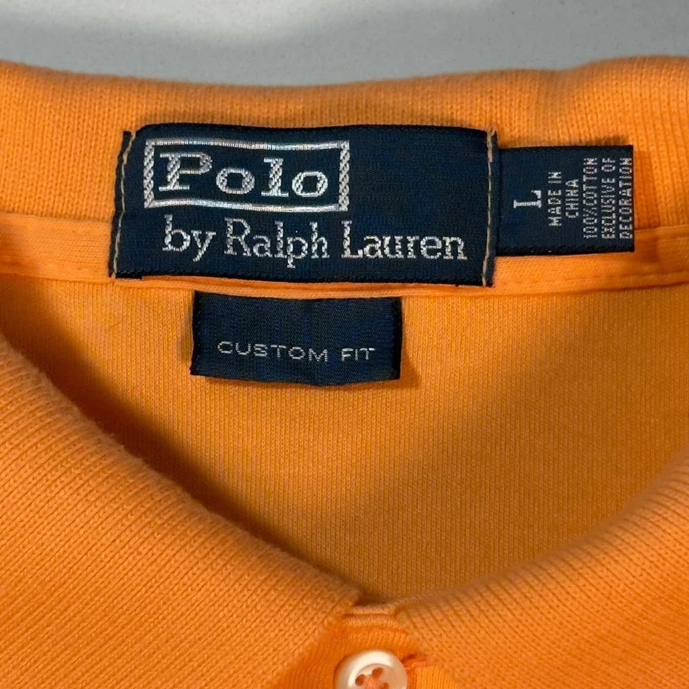 Polo Ralph Lauren Polo Shirt Mens L Orange Excellent Custom Fit Pony Logo